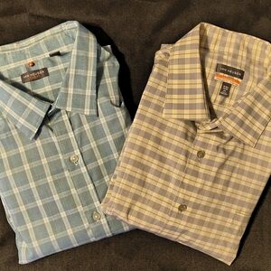 Van Heusen Men's Plaid Shirts - Sky Blue and Beige